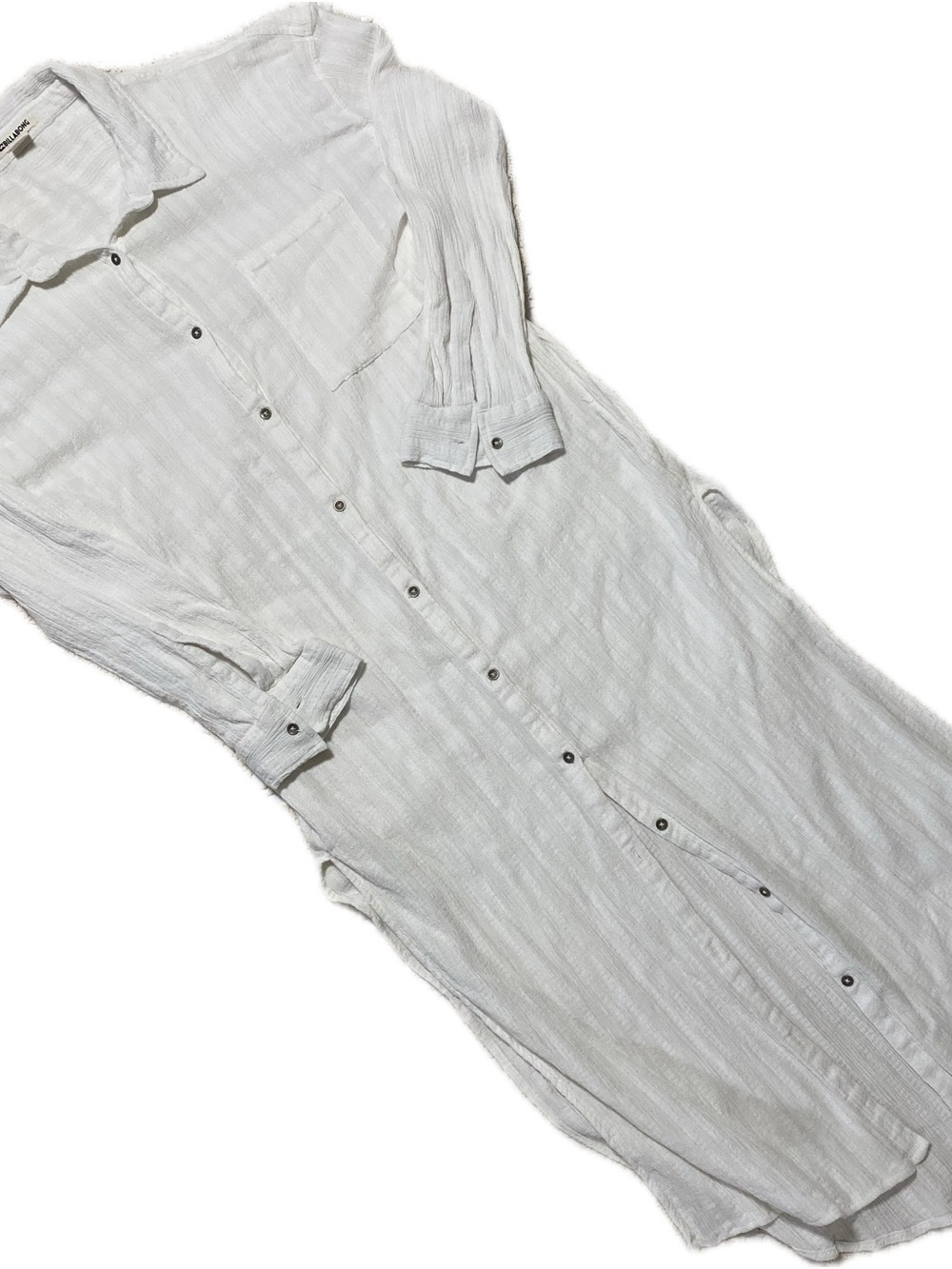 Billabong White Textured Maxi Shirt Dress